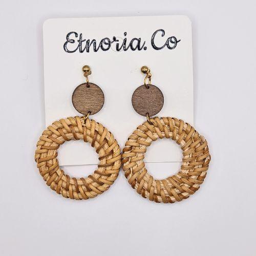 VIRITA – Pletene minđuše sa drvenim akcentom