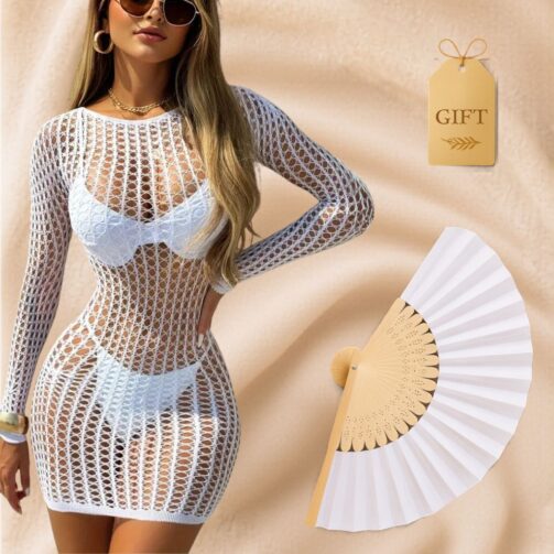Summer Net i lepeza - Mrežasta letnja haljina za plažu - Trendy Look